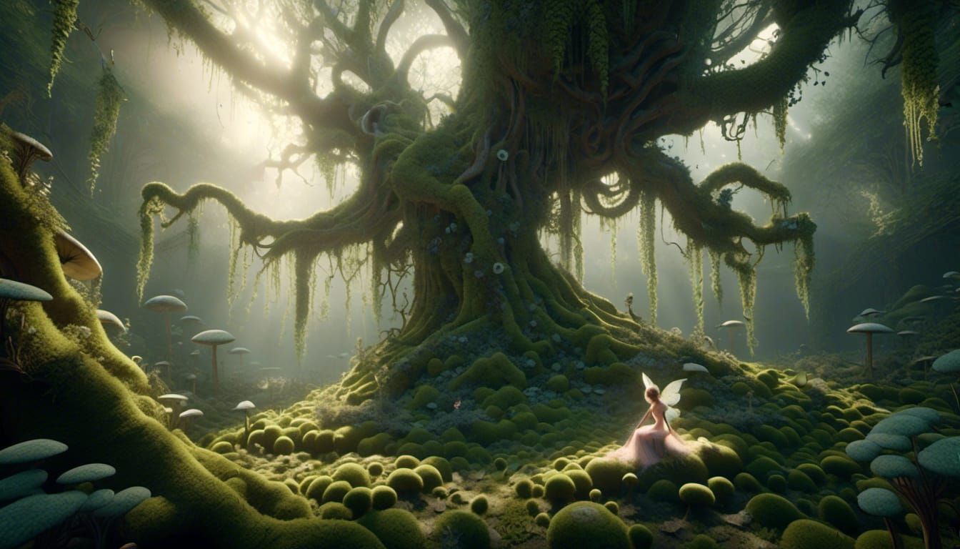 Dark Knight Protecting Faerie in Enchanted Forest