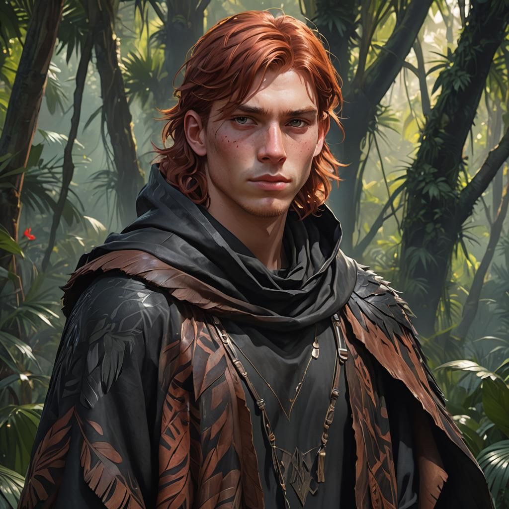 Jungle Teen in Animal Hide Poncho: Hyperdetailed Portrait