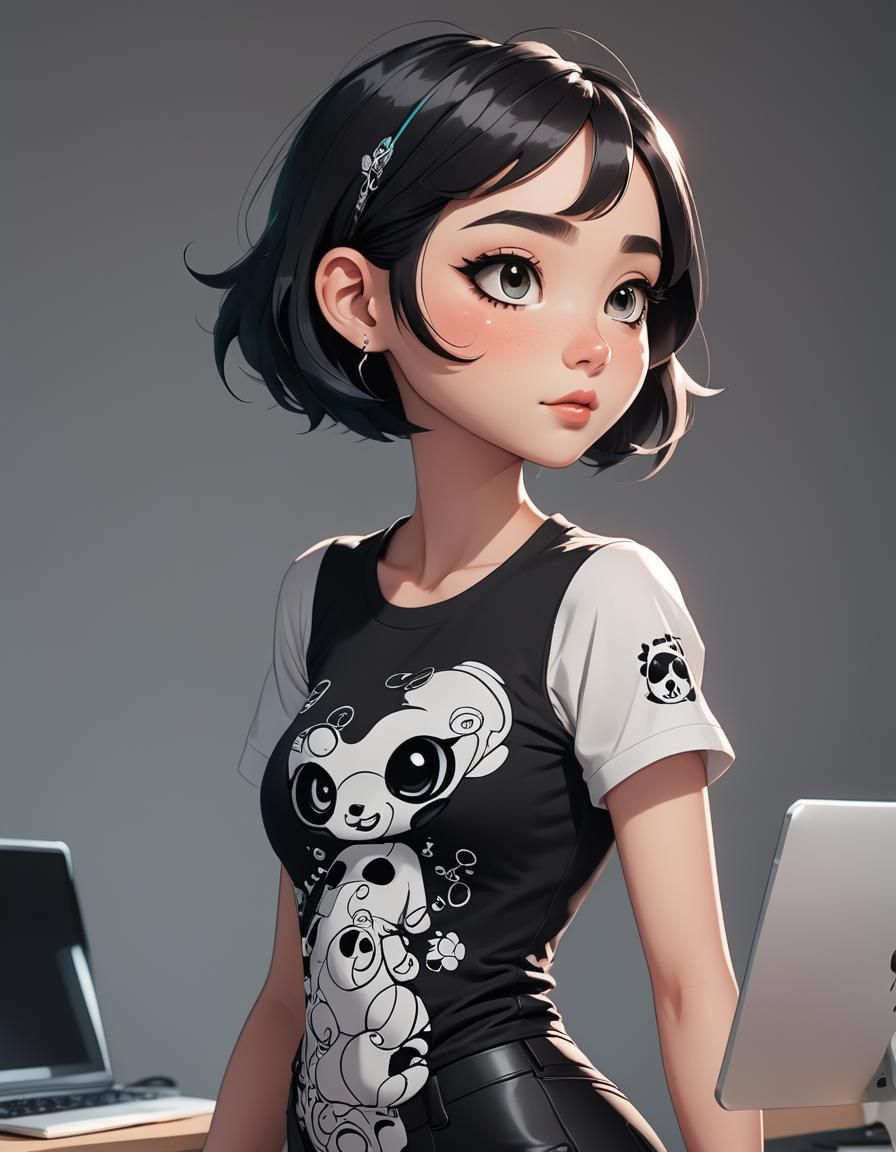 Cartoon Girl Viral Influencer in Powerpuff Girls Style