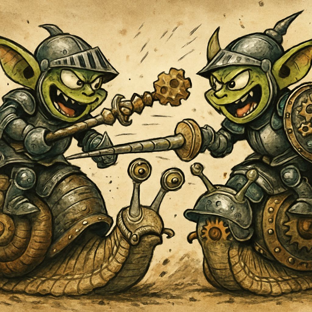 Gremlin Knights Jousting on Steampunk Snails