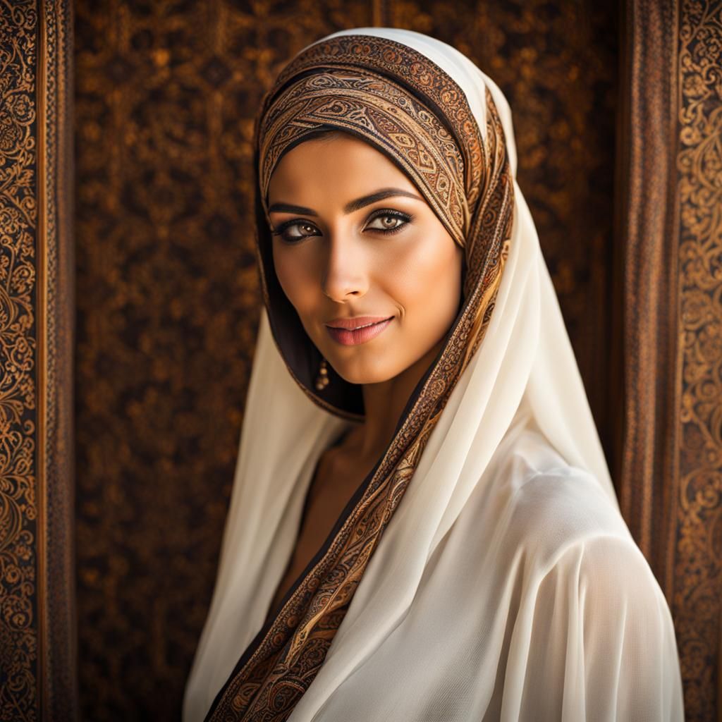 Middle Eastern Woman with Head Scarf Portrait