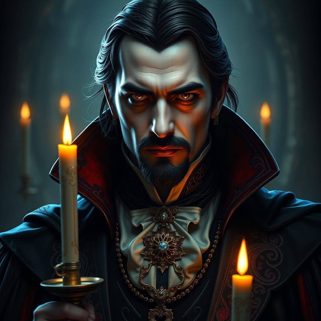 Ethereal Vlad Dracula Concept Art in Dark Academia Style