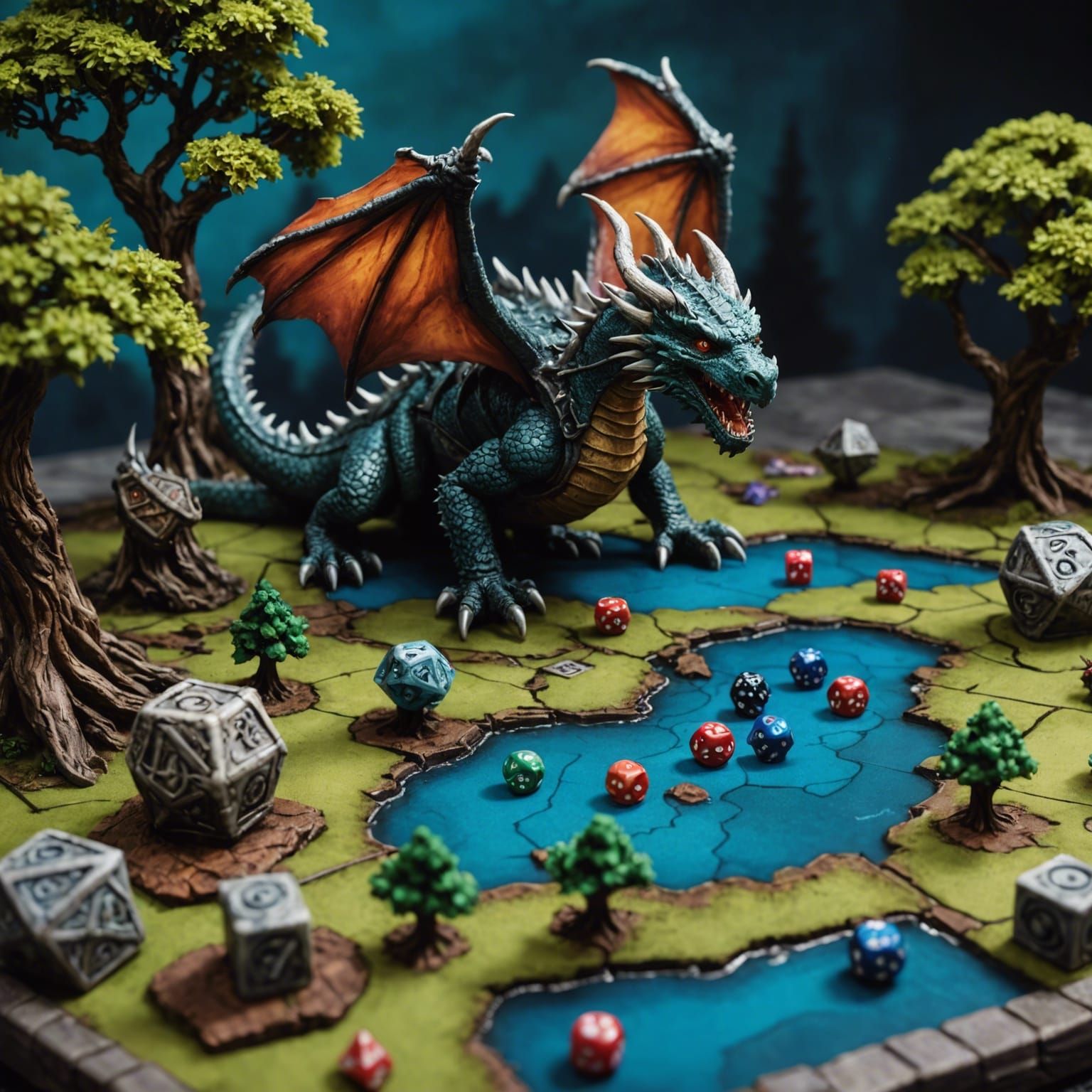 Hyperrealistic D&D Tabletop Game with Miniatures