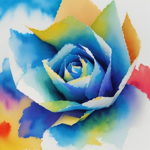 Vibrant Origami Papercraft in Gouache Style