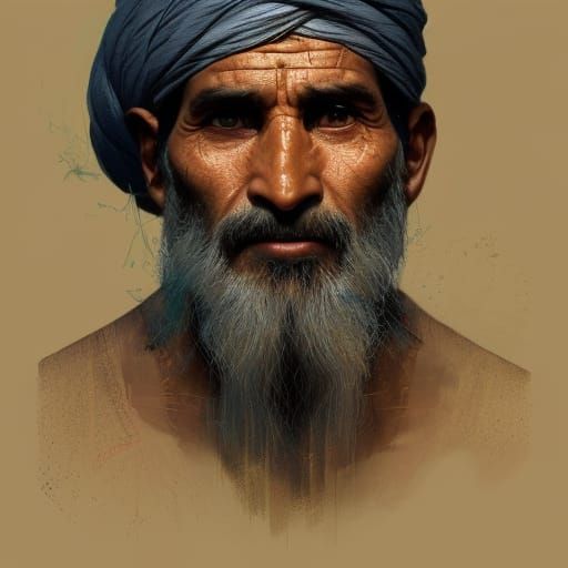 Iranian Tribal Man Portrait in Hyperdetailed Style