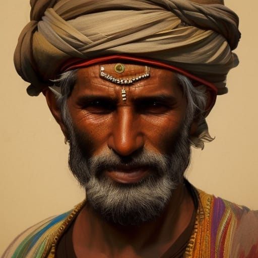 Vibrant Tribal Warrior in Triadic Hues