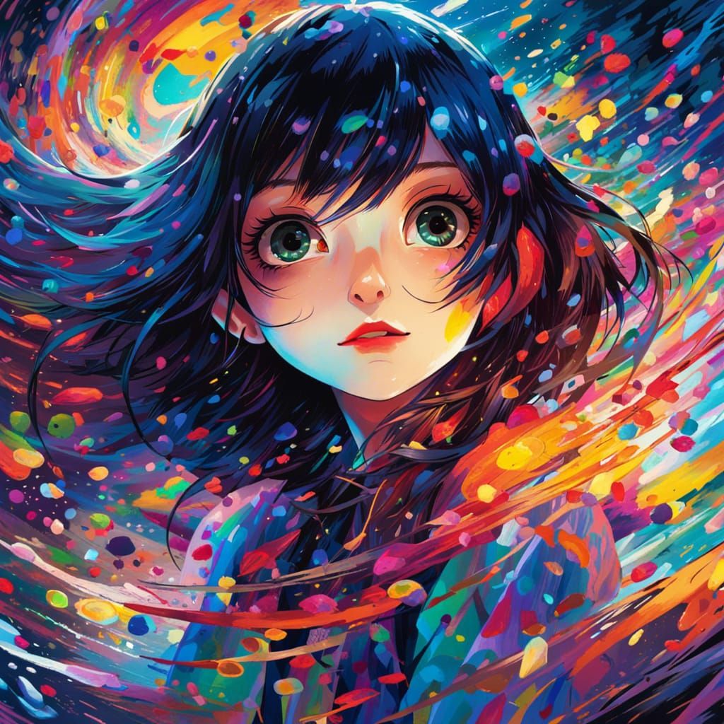 Abstract Psychedelic Woman with Large Eyes