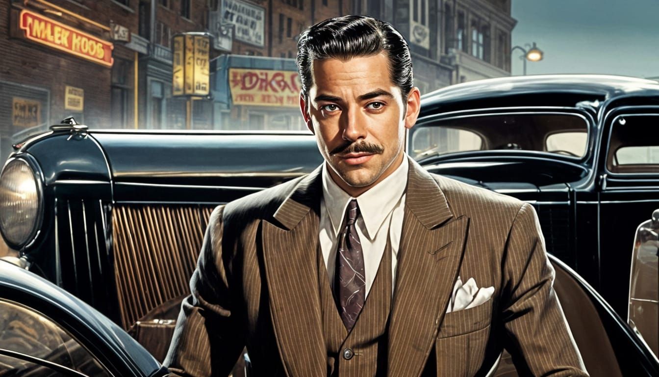Zachary Levi as 1930s Gangster in Comic Art