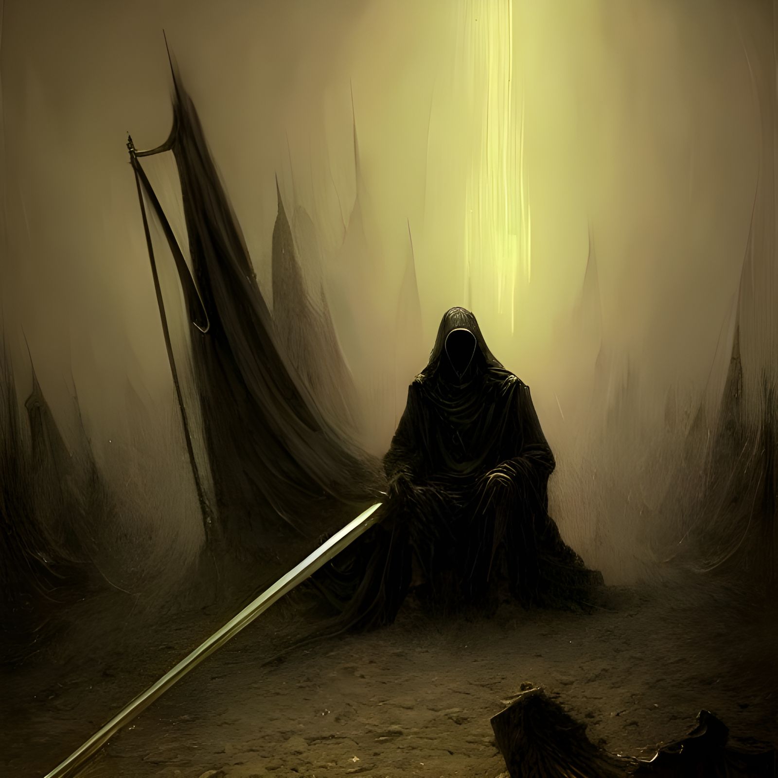 Grim Reaper on Throne in Doré Style