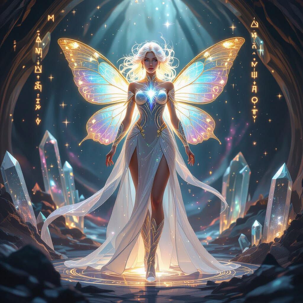 Ethereal Woman with Butterfly Wings in Marvel Style