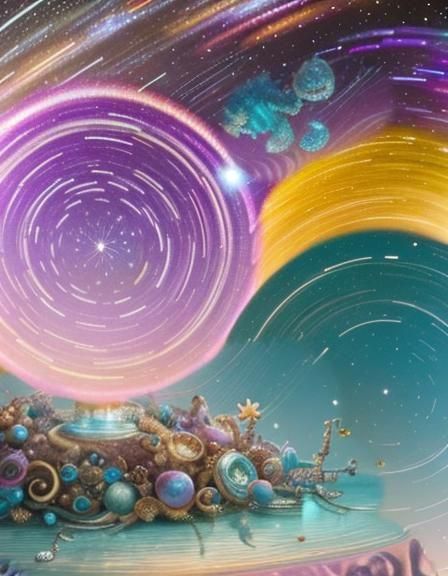 Surreal Still Life with Seashells and Circuit Board