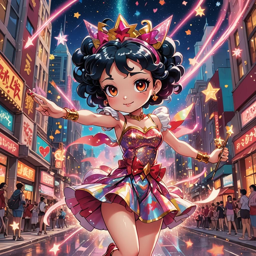 Betty Boop as Magical Girl in Anime Style