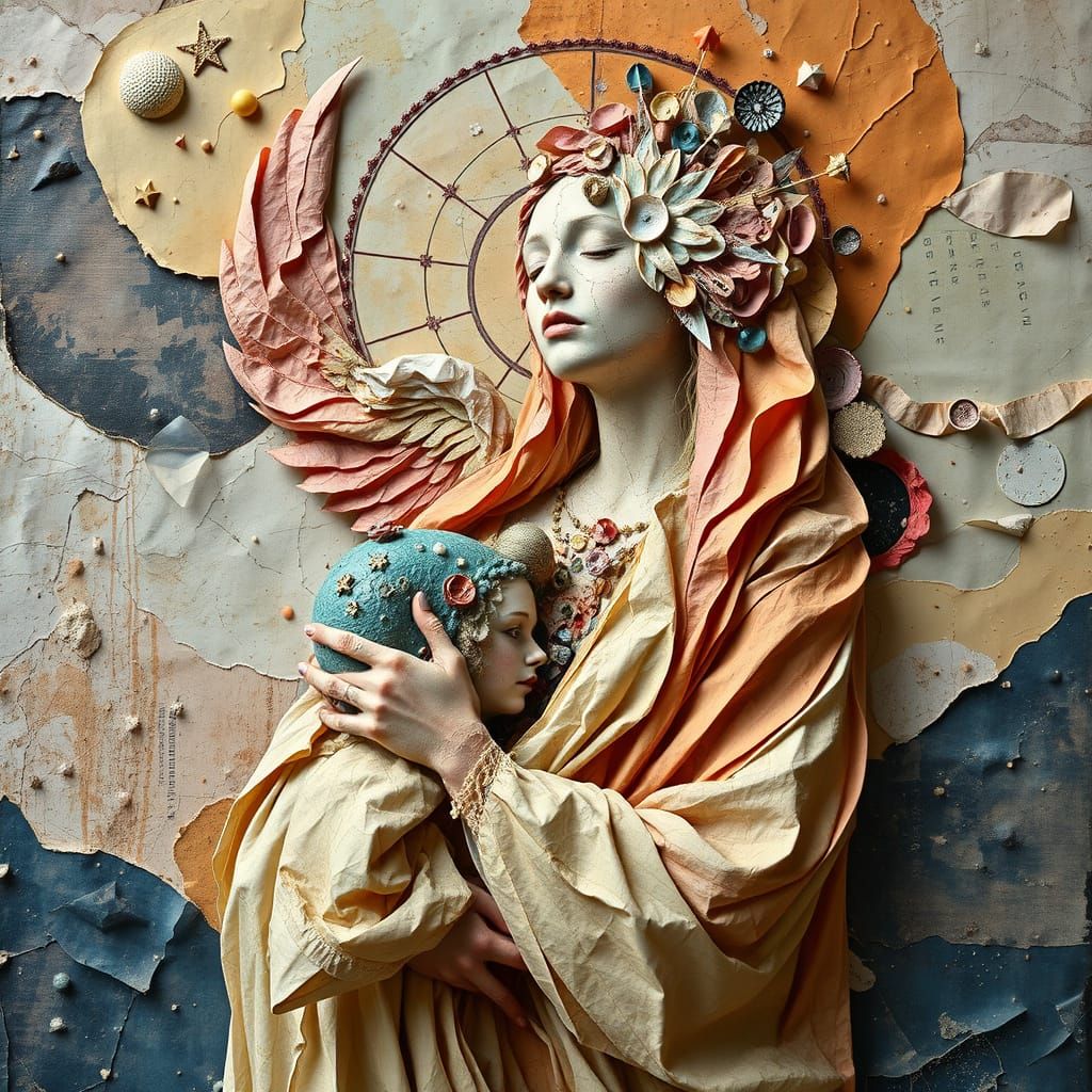 Celestial Mother: Surreal Mixed Media Collage