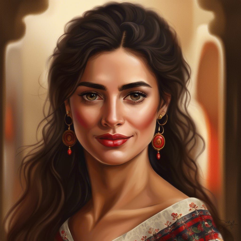 Realistic Portrait of a Beautiful Spanish Woman
