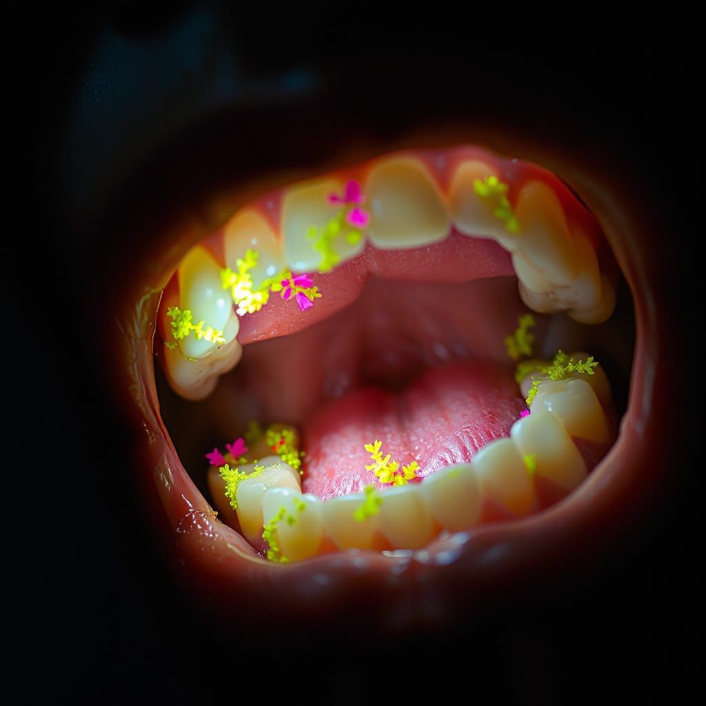 Fluorescent Algae Thriving in a Dental Patient's Mouth