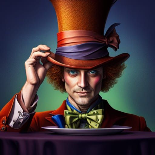 Hyperrealistic Mad Hatter's Tea Party in Technicolor