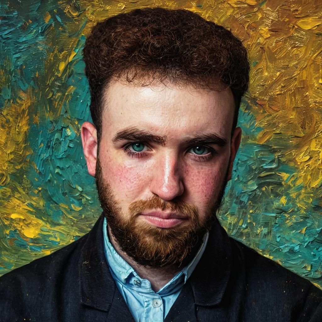 Elegant Portrait in Van Gogh Style with Kippah