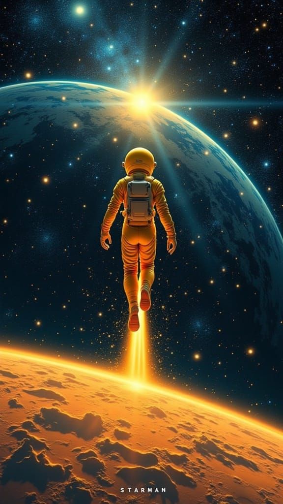 Astronaut Ascends into Cosmic Vastness in Moebius-Inspired S...