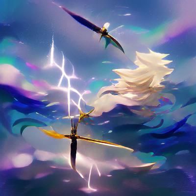 Knight with Magical Sword in Storm