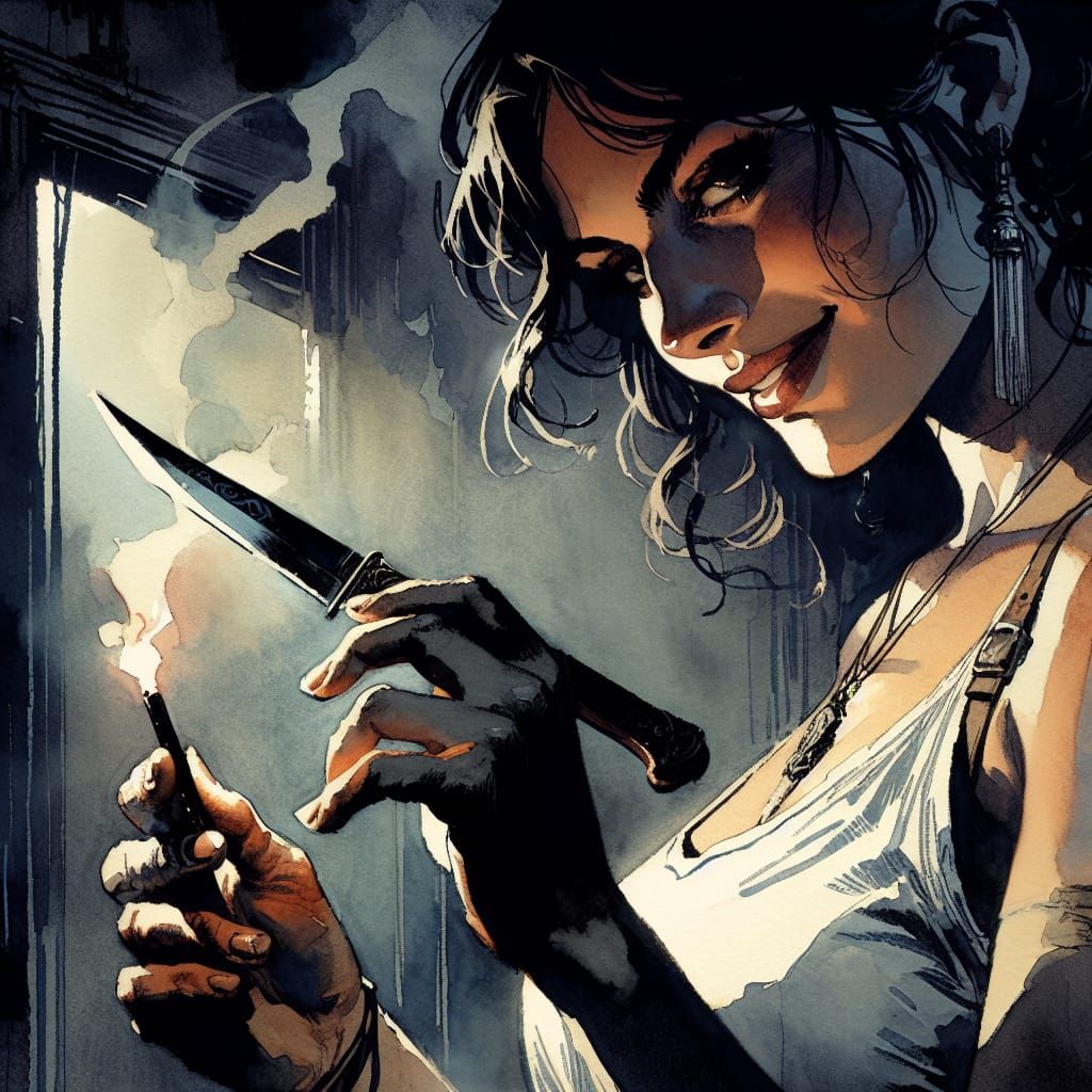 Defiant Woman in Dark Fantasy Style