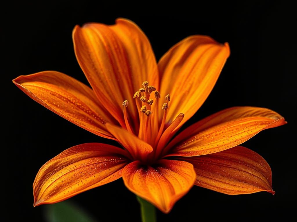 Pointillist Flower with Orange Petals