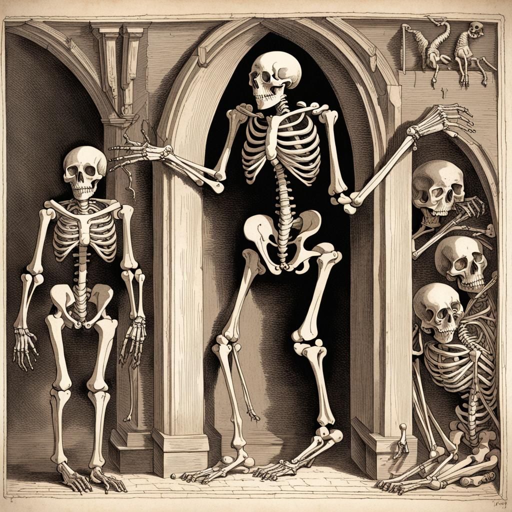Medieval Black Plague Personified as Skeleton