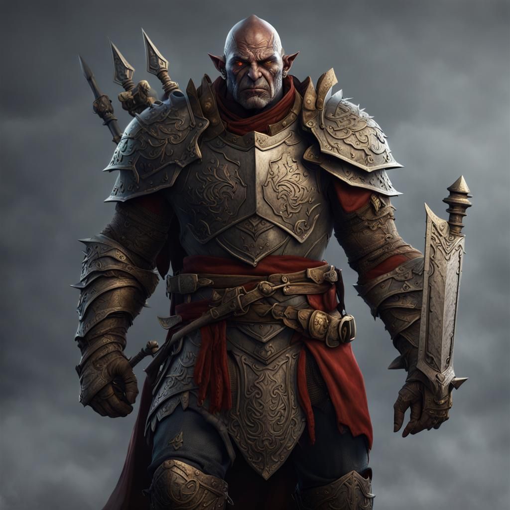 Half-Orc General Knight in Detailed Matte Painting