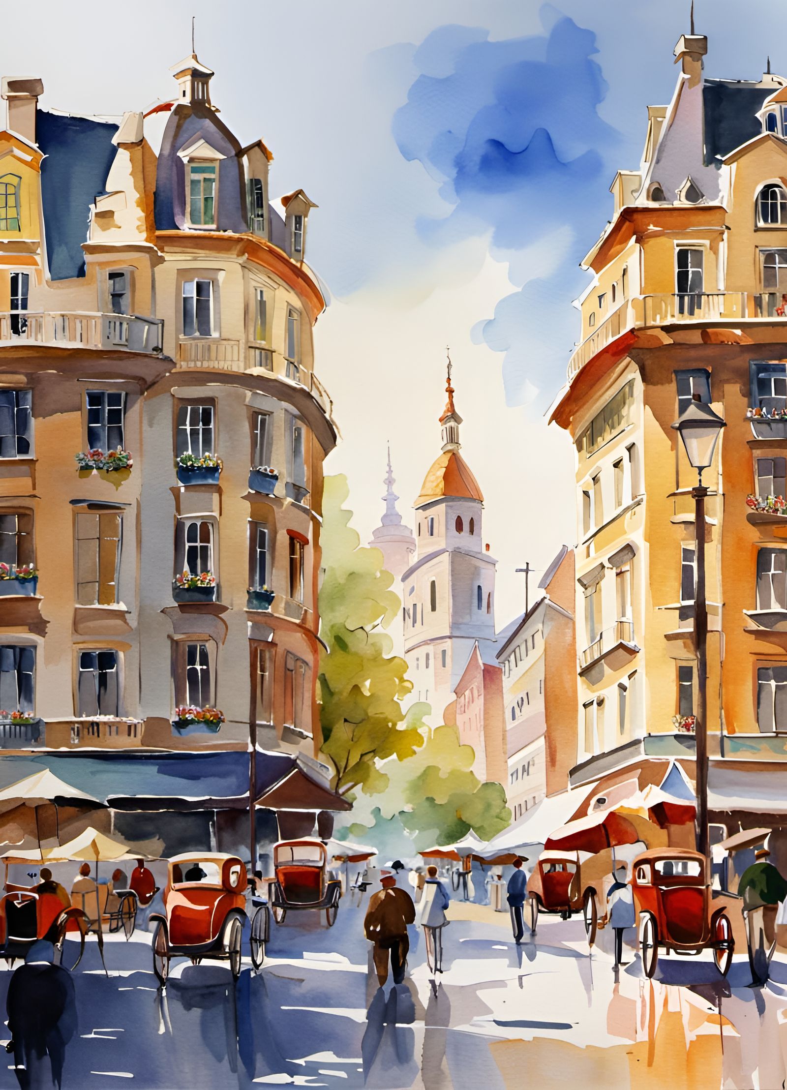 Watercolor Paintings of Famous City Structures
