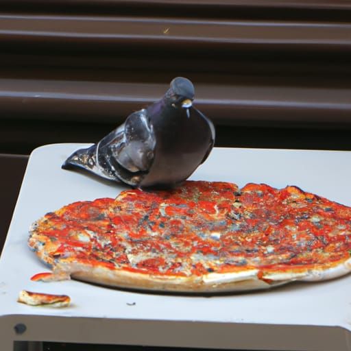 Pigeon Enjoying Pizza Slice