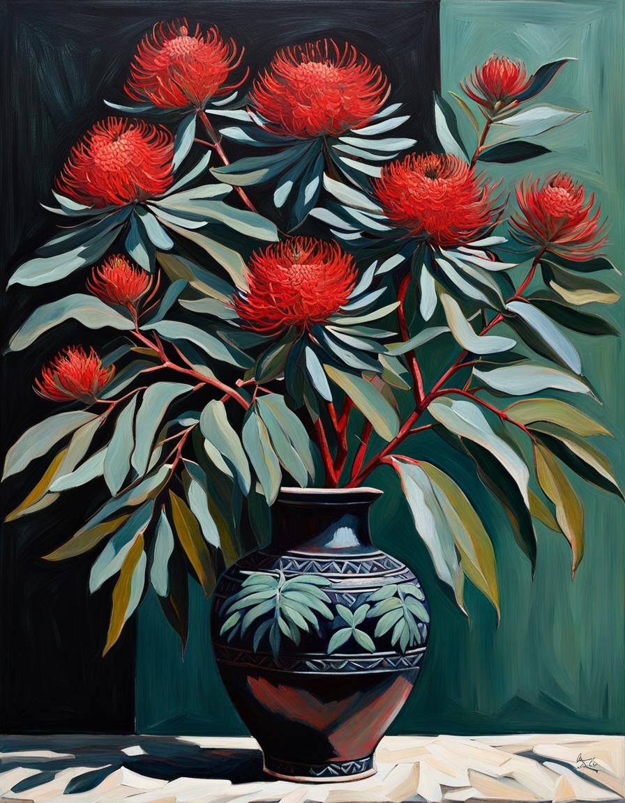 Australian Native Flowers as Impasto Painting