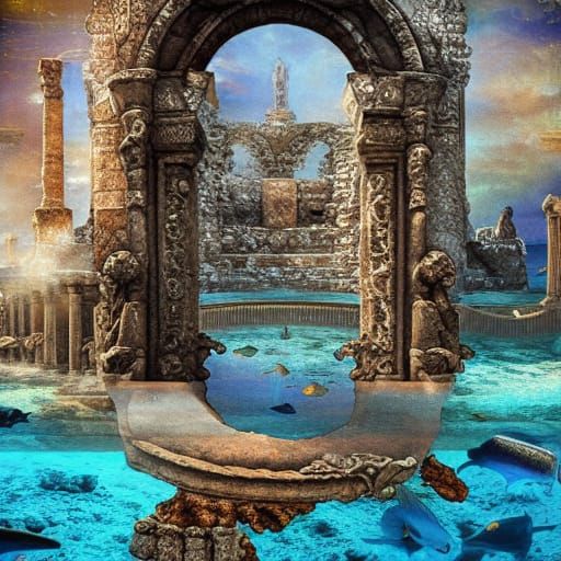 Atlantis Ruins: Surreal Underwater Architecture