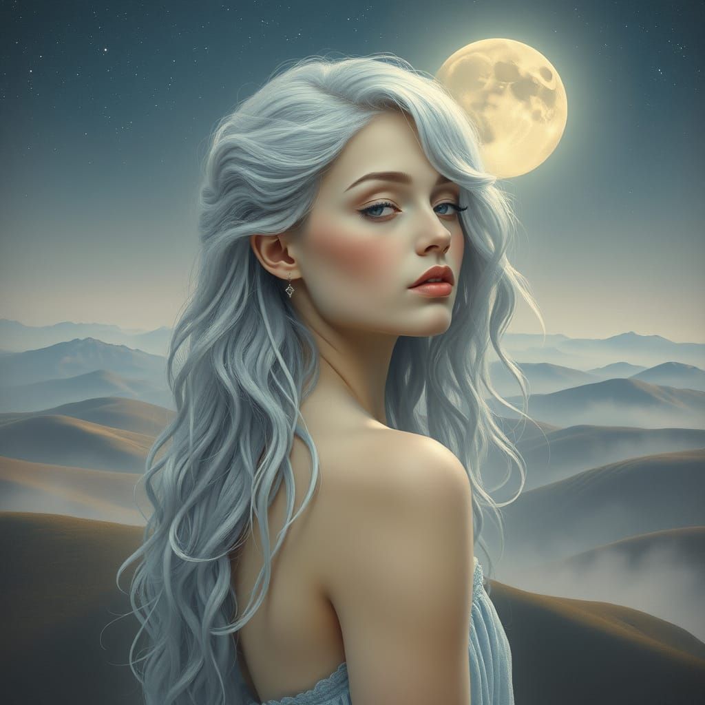 Ethereal Woman in Dreamy Landscape