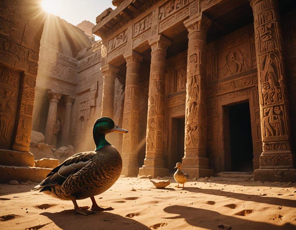 Duck Dodger's Desert Temple Artifact in Cinematic Style