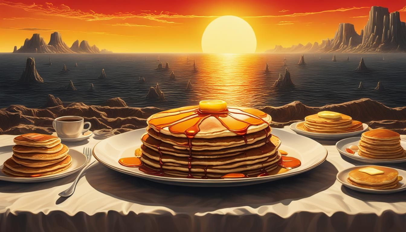 Pancake Sea: Hyperrealistic Artwork in Warm Tones