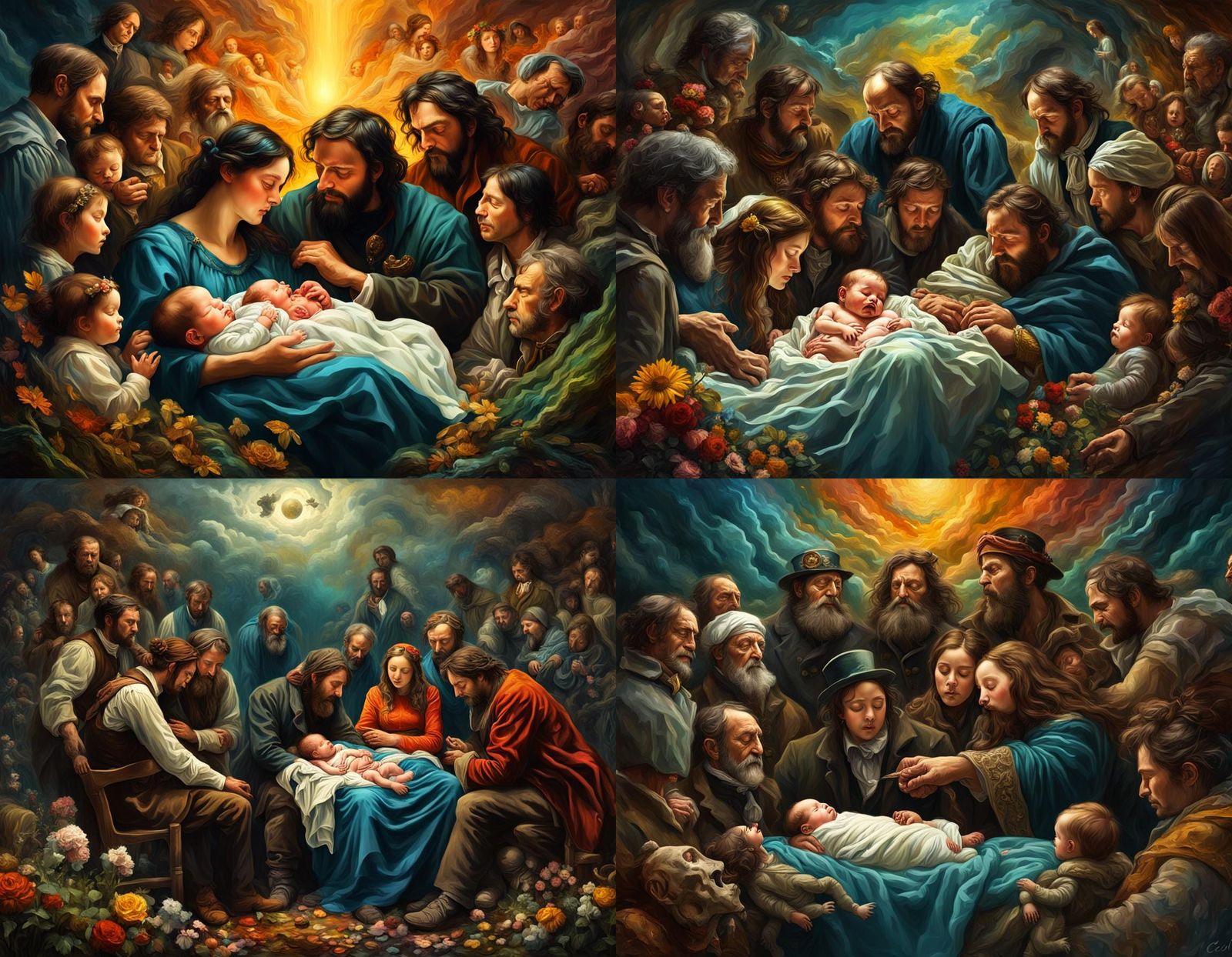 Newborn's First Breath: Steampunk Surrealism Art