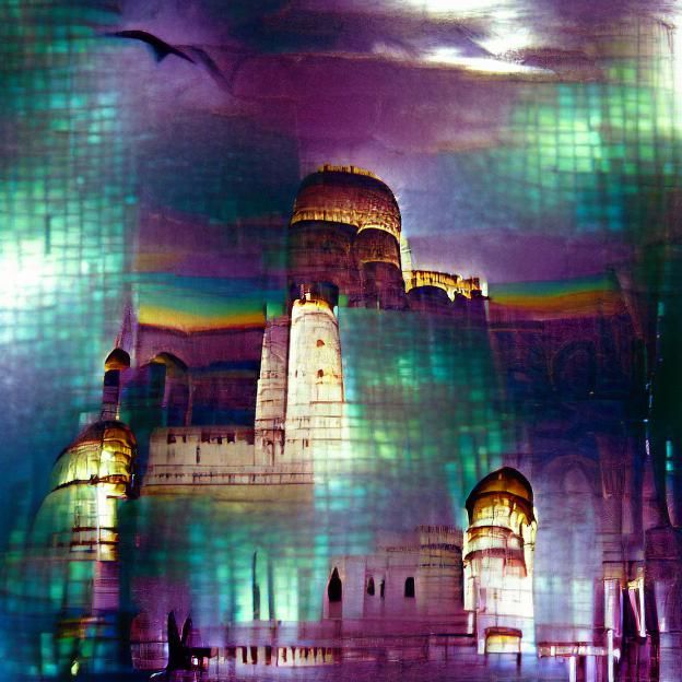 Taj Mahal in Film Noir Iridescent Style