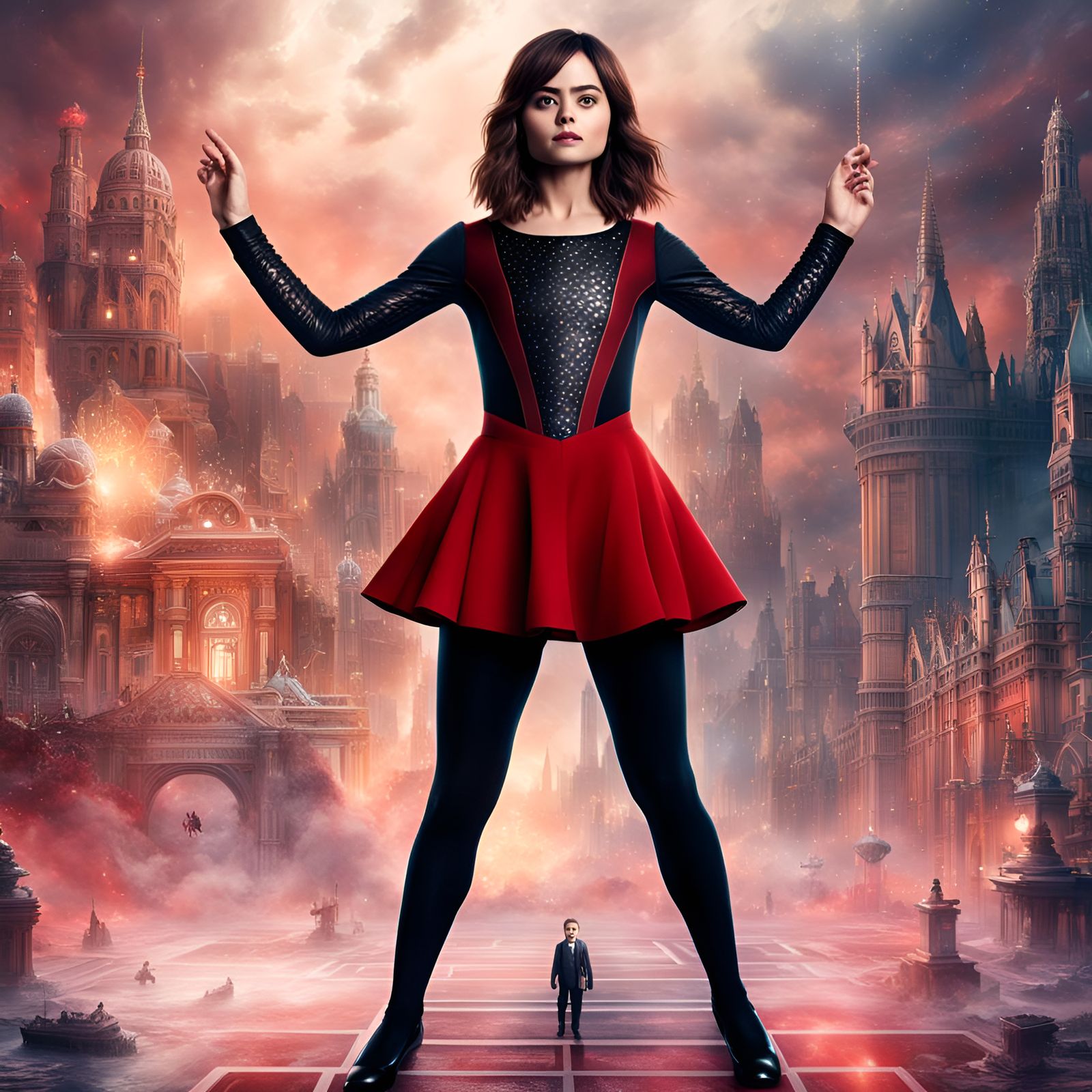 Jenna Coleman in Red Leotard: Digital Matte Painting