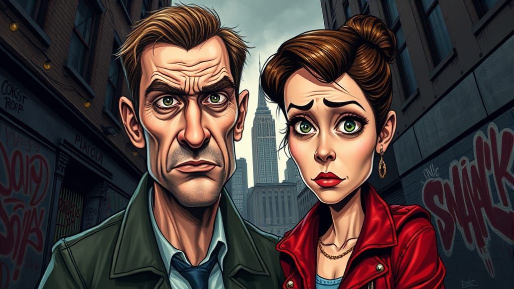 Gritty Caricature Art of Betrayal and Deceit