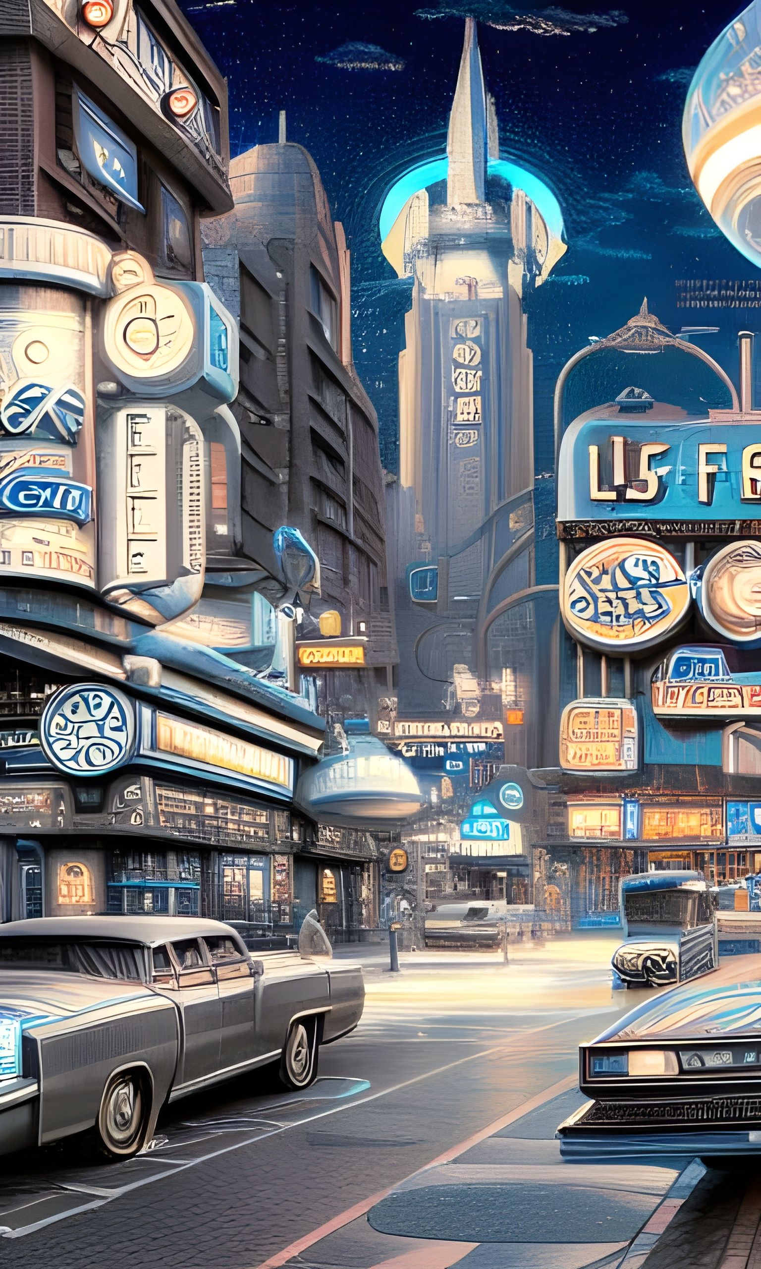 Retrofuturism Poster in Classic Sketch Style