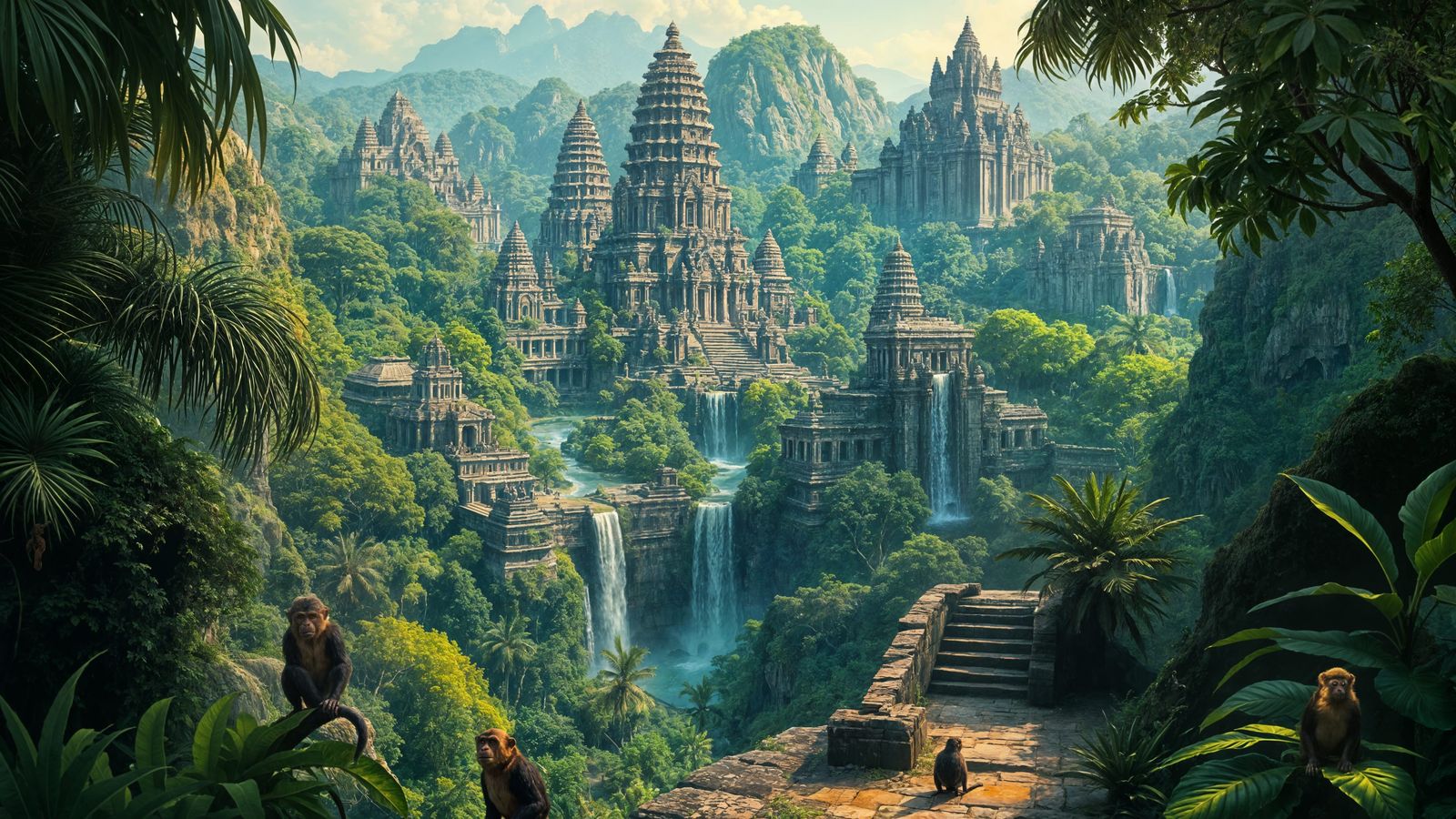 Mysterious Jungle Metropolis in Digital Painting Style