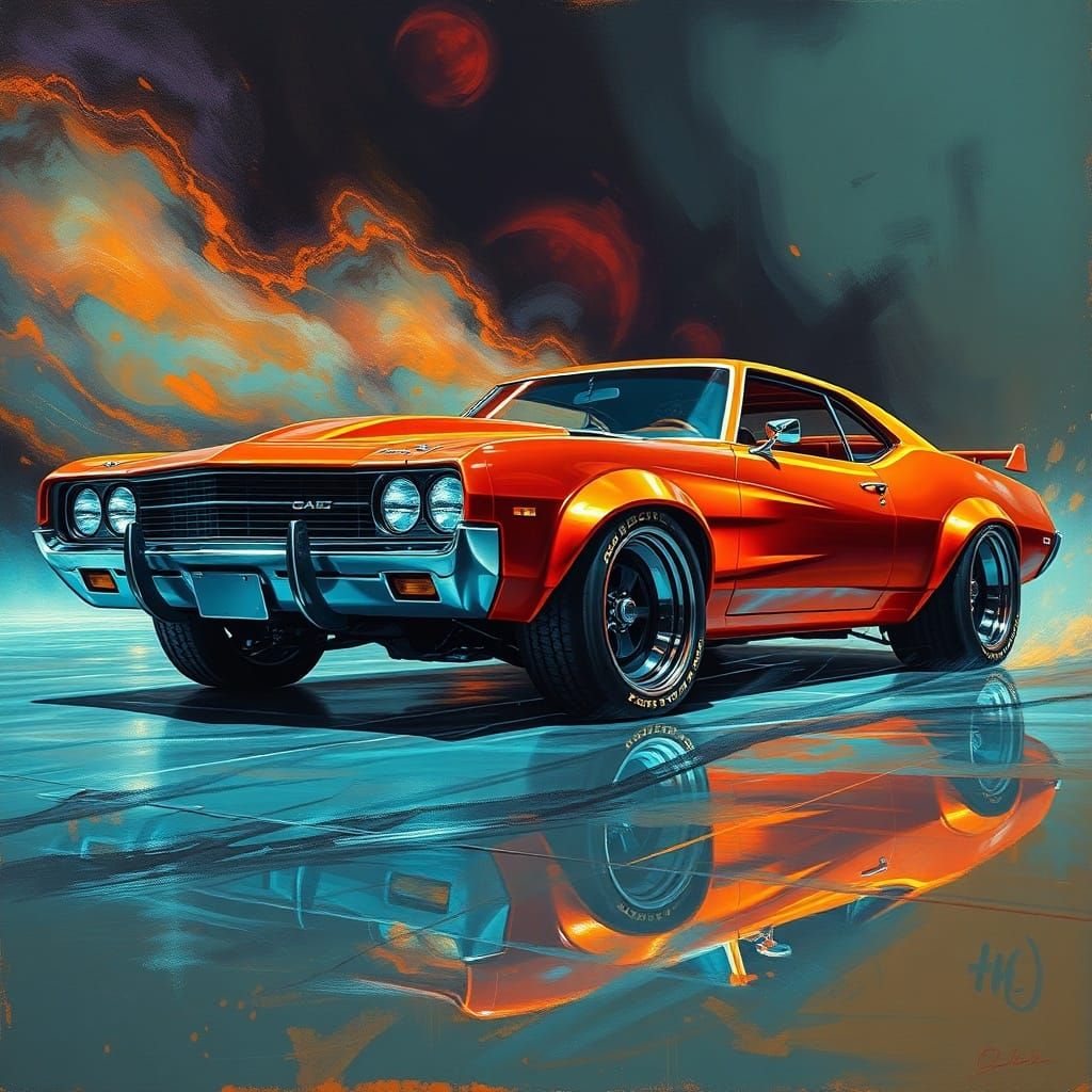 1970s Muscle Car With Fantastical Steel Muscles