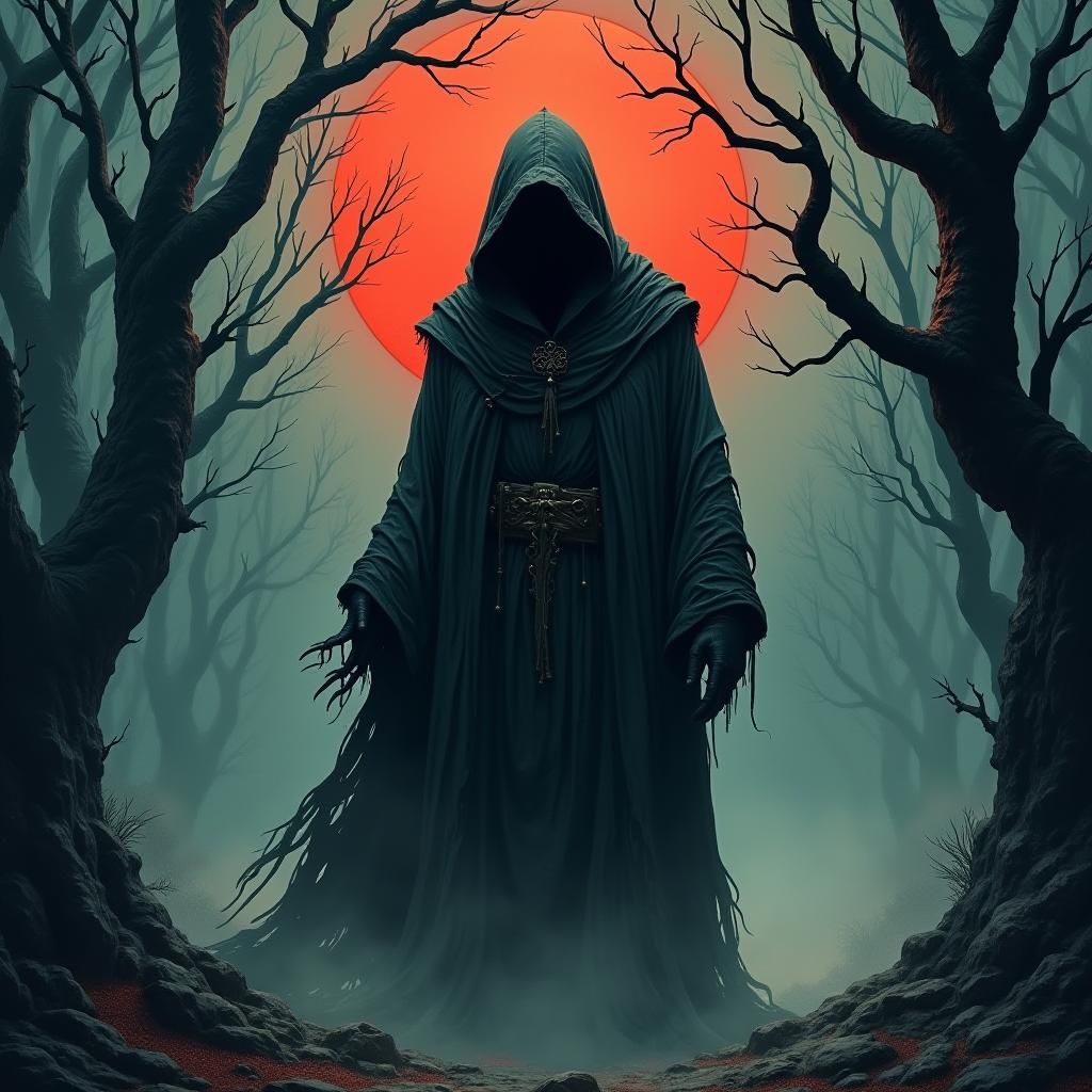 Dark Wizard in Mystical Robes: Comic Book Art