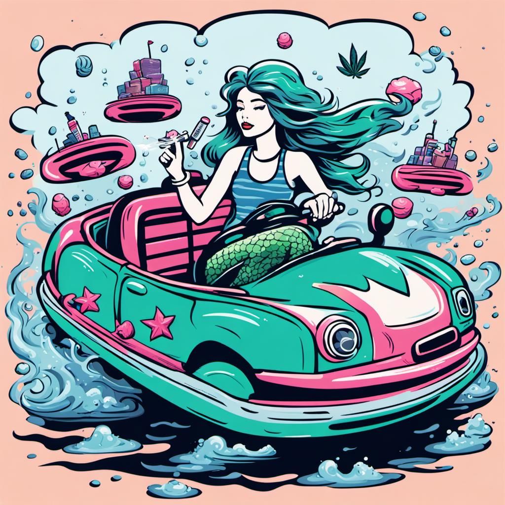 Cryptic Mermaid Driving Bumper Car Underwater