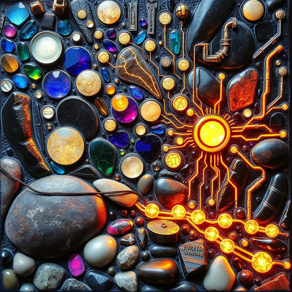 Cyberpunk Dreamscapes: Glowing Orbs Dance in Neon Night