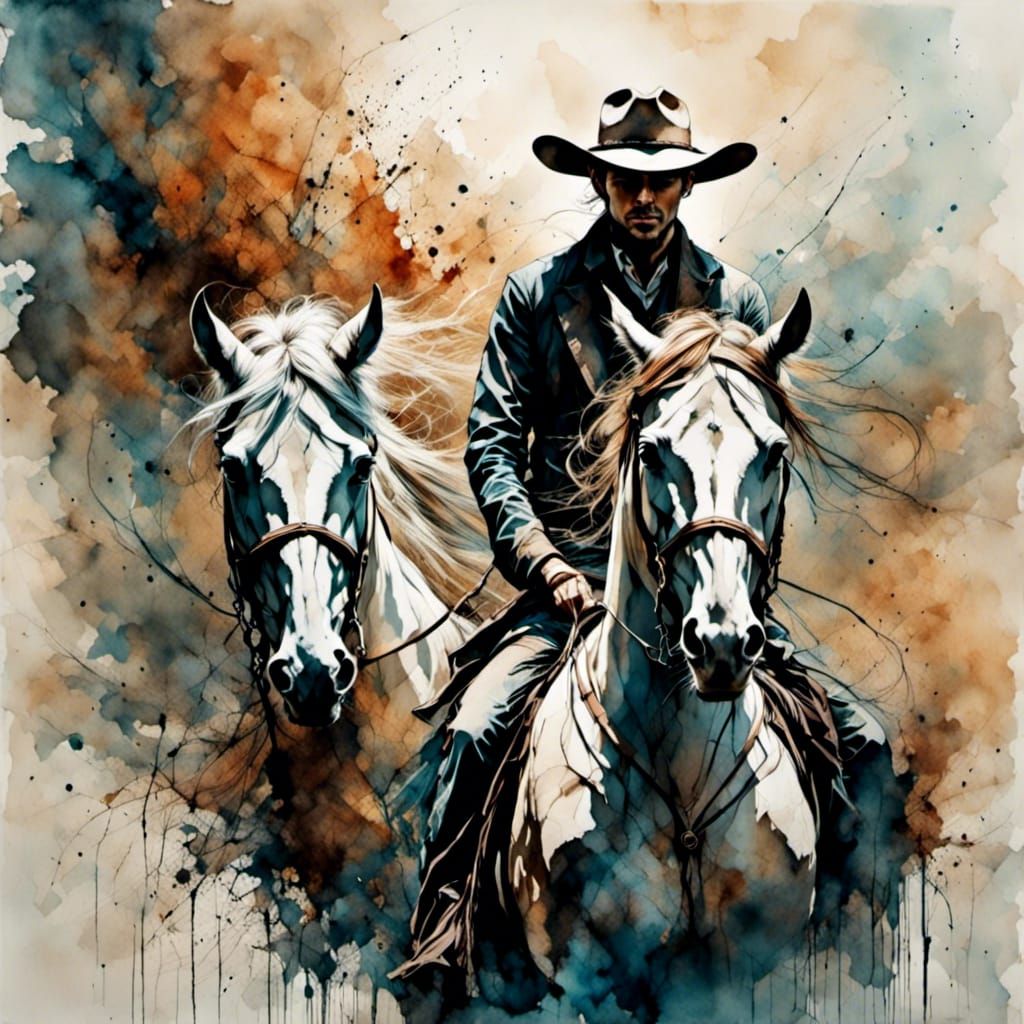Cowboy Goddess with Cowboy and Horse