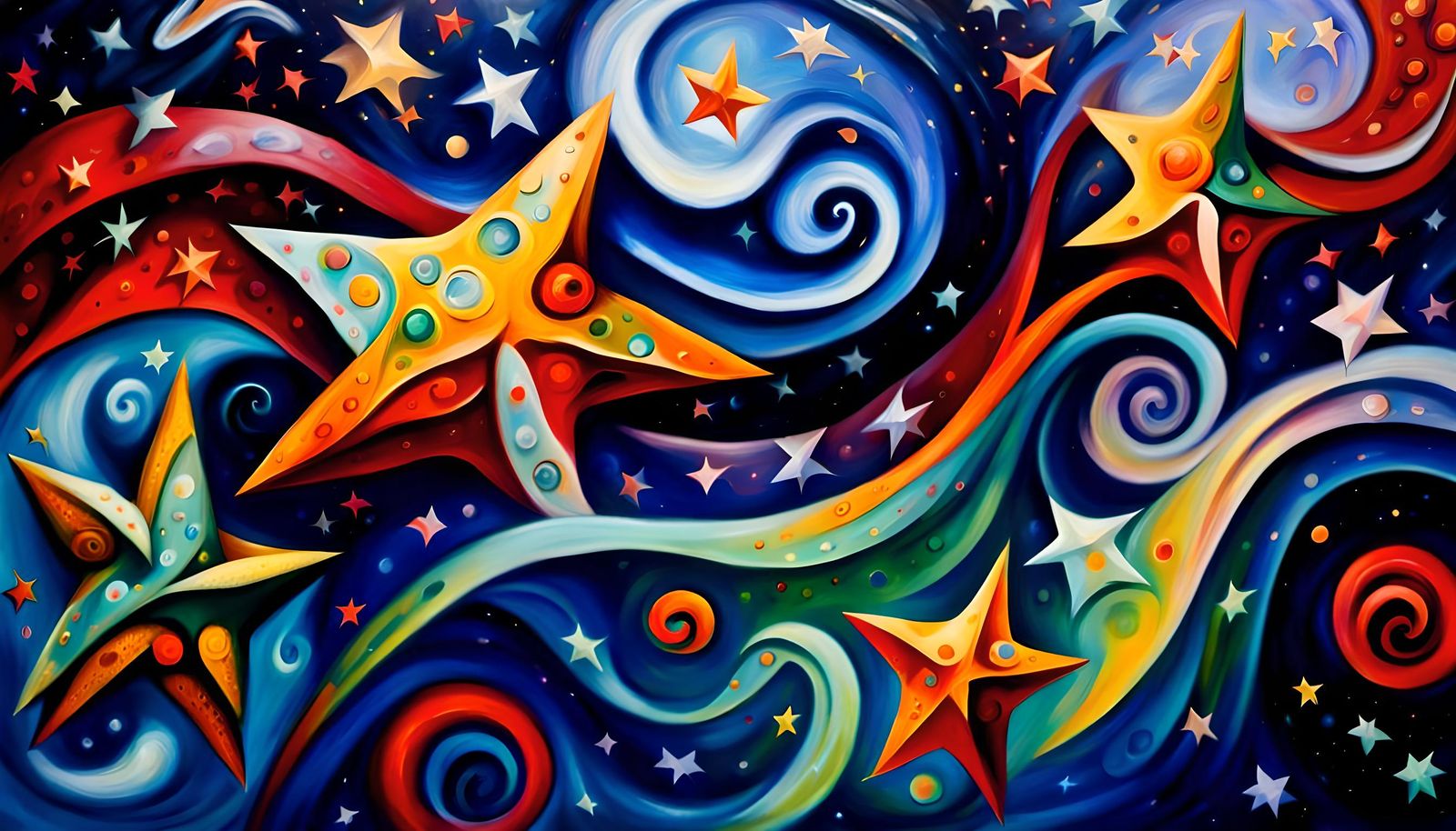 Macro Star Cluster in Impasto Oil Style