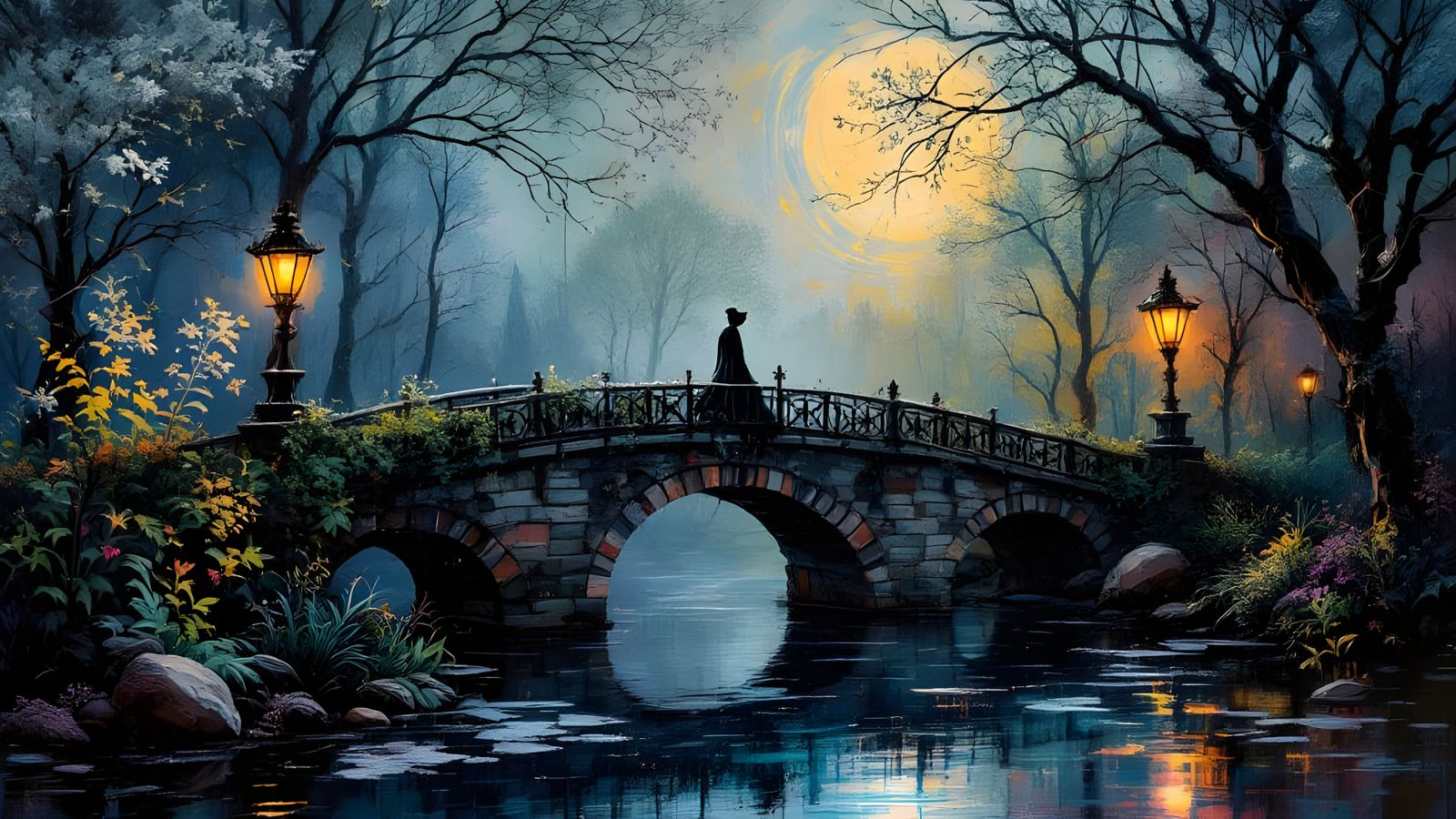 Mystical Monet Garden Bridge: Impressionism Meets Gothic Art
