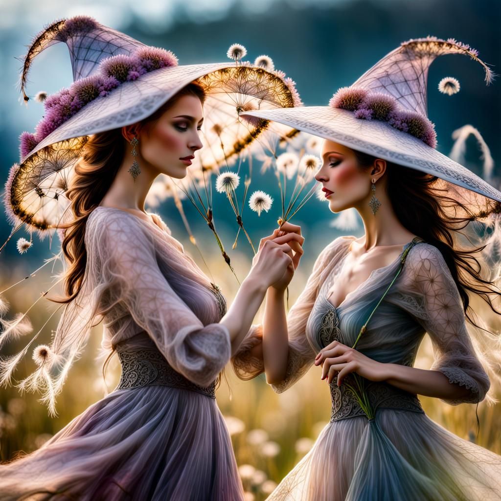 Ethereal Nymphs Dancing with Fractal Kites