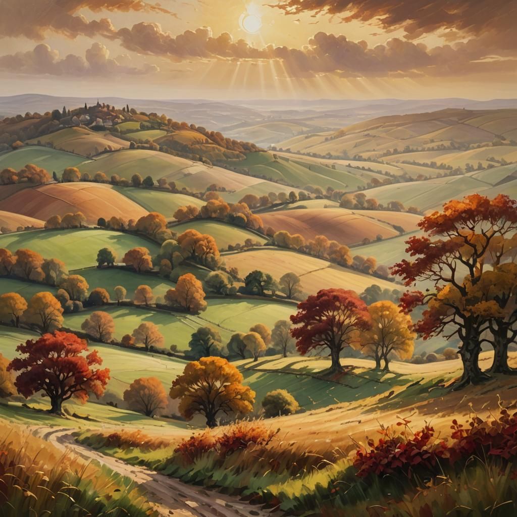 Golden Autumn Masterpiece in the English Countryside