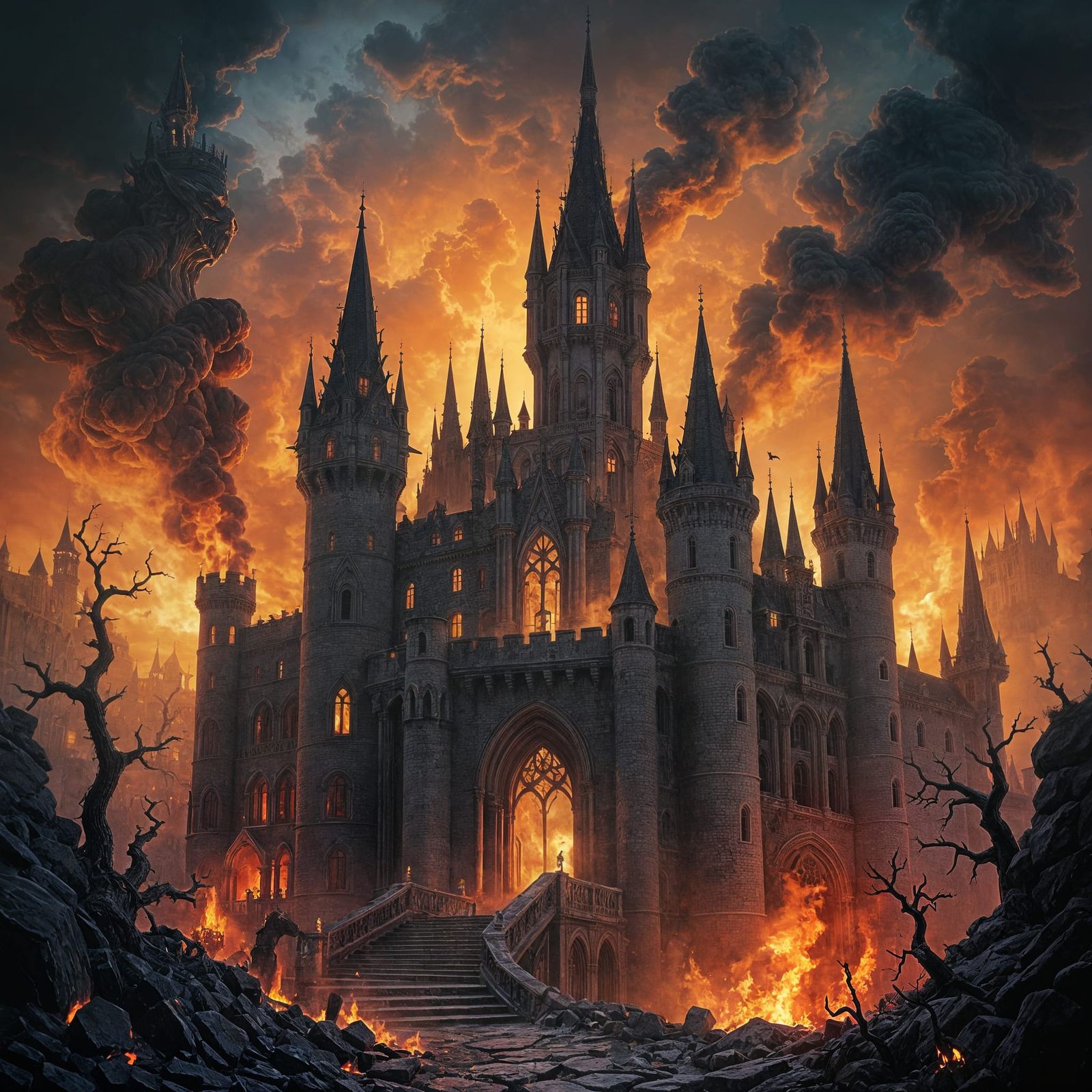 Dark Haunted Castle in Hell: Giger & Beksiński Inspired